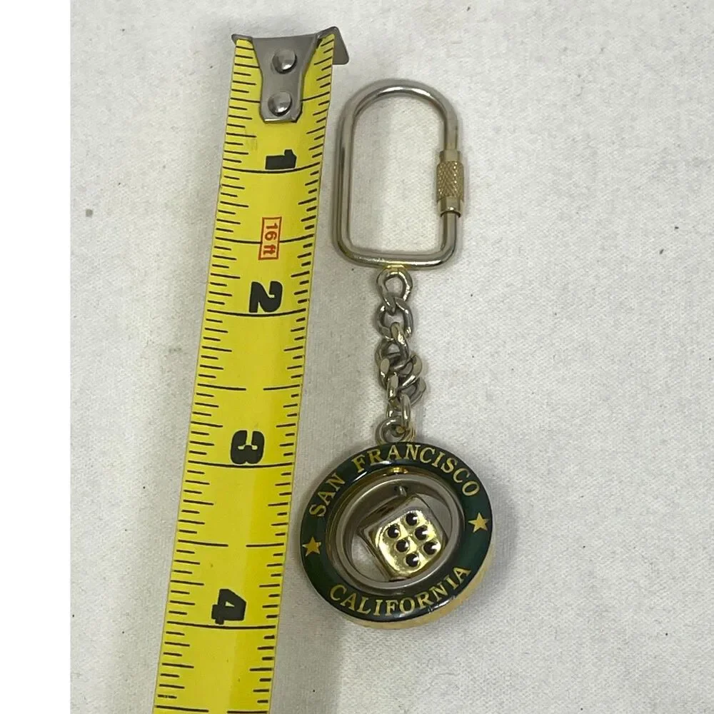 Vintage San Francisco Dice Keychain Fidget Style Goldtone Travel USA Tourism